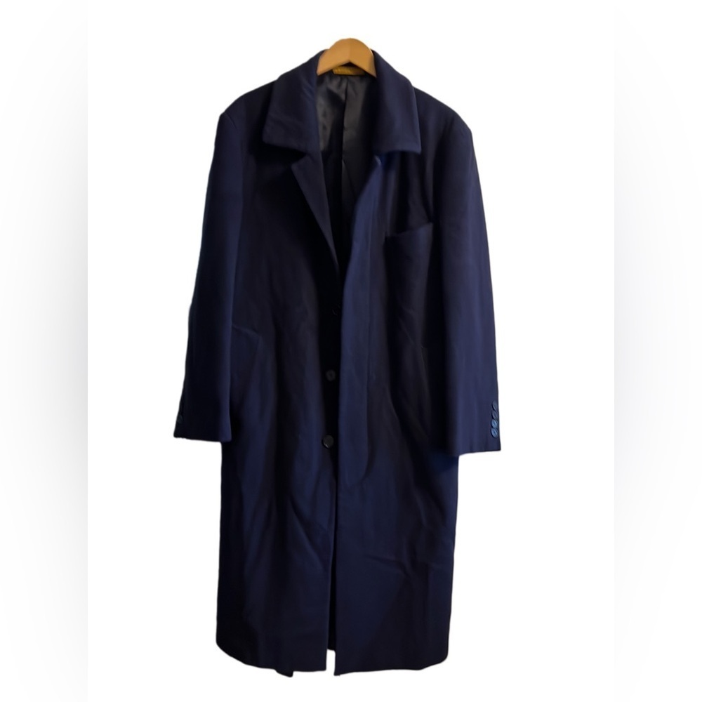 Men's Navy Alberto Nardoni Wool Blend Tench Jacket Size 42